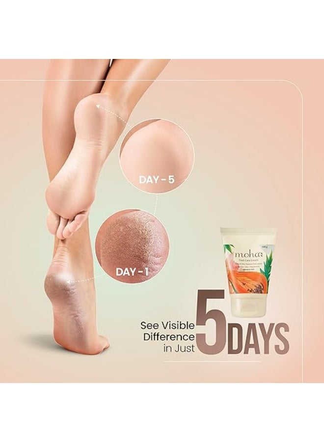 موها: كريم موها للعناية بالقدمين الجافة والمتشققة | كريم مغذي ومرمم للكعبين، سريع المفعول | تركيبة منعشة ونباتية تحتوي على الصبار والبابايا والنعناع والكابوركاشري | مثبت سريرياً | كريم مرطب للقدمين للبشرة الخشنة والمتصلبة | عناية بالقدمين لتنعيم وتقشير البشرة، خالي من البارابين، مناسب للرجال والنساء - 100 غرام (عبوة واحدة) - Image 4